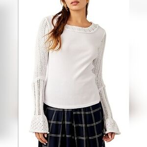 Cuffing Season Knit-Detail Flared-Cuff Top